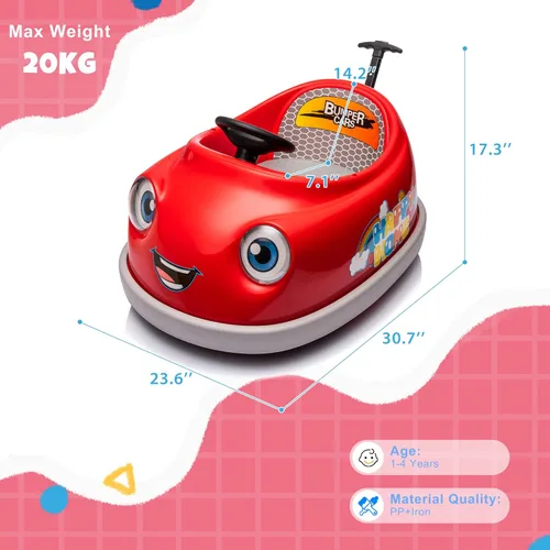 Miniatura 8 de Coche de parachoques eléctrico de batería dual de 12 V para niños con control remoto, giro de 360 grados, función de balancín de varilla de caballo