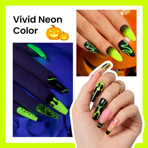 Miniatura 3 de Beetles - Esmalte de uñas de gel amarillo luminoso que brilla en la oscuridad, color verde nocturno, color luminoso que se absorbe con lámpara LED U
