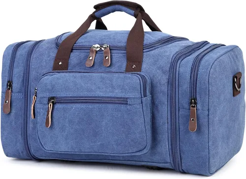 Miniatura 2 de Sechunk Bolso de lona de cuero grande para exteriores, Azul, Simple