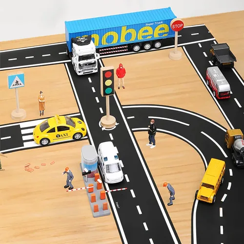 Miniatura 5 de Piokio Cinta negra de 33 x 2.4 pulgadas, las pistas de automóvil son ideales para fiestas de cumpleaños infantiles, decoración de fiesta de carreras