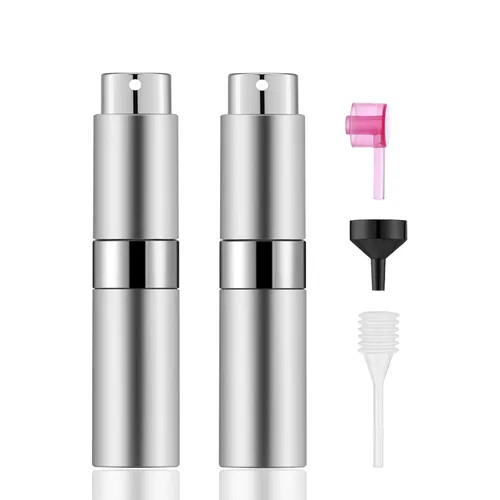 Miniatura 12 de 2 botellas de atomizador de perfume portátiles de 0.3 fl oz, botella de spray vacía recargable con 3 tipos de herramientas de recarga, botellas