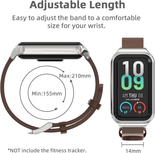 Miniatura 8 de Strap for Amazfit Band 7 Microfiber Leather Replacement Strap Watch Wrist Band Smart Bracelet Accessories for Amazfit 7 Fit Marrón+plateado