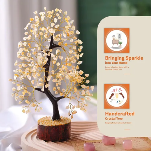 Miniatura 7 de Árbol de cristal de aventurina amarilla, árbol de piedras preciosas, cristales curativos y piedras, decoración de escritorio de árbol de gemas