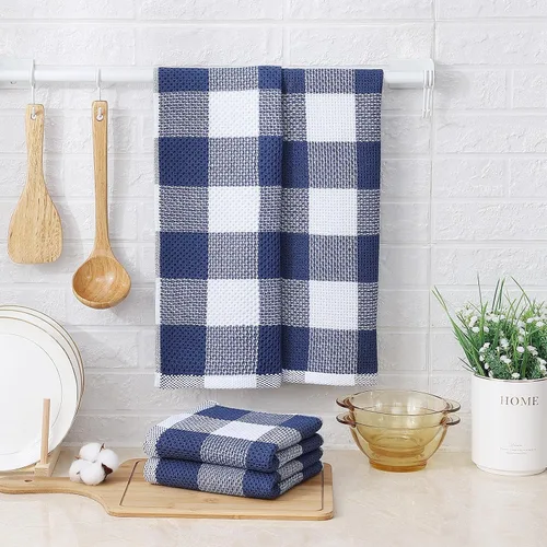 Miniatura 7 de Mordimy Toallas de cocina 100% algodón con tejido de gofre, 13 x 28 pulgadas, paños de cocina súper suaves y absorbentes para secar platos, paquete