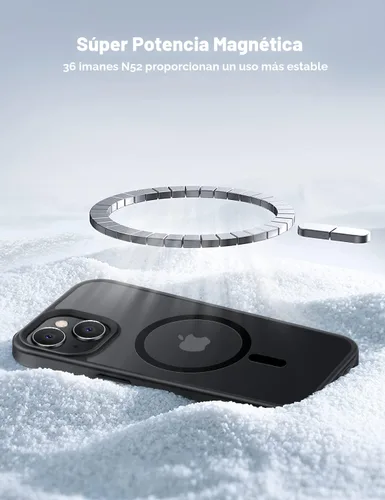 Miniatura 7 de Tigowos - Funda magnética para iPhone 15, resistente a las caídas, sensación de piel mate, a prueba de golpes, delgada, negro mate