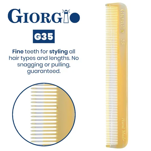 Miniatura 4 de Giorgio G35 - Peine de bolsillo de dientes finos hecho a mano para hombres, alisador de peine para el cuidado diario, peinado de cabello, bigote
