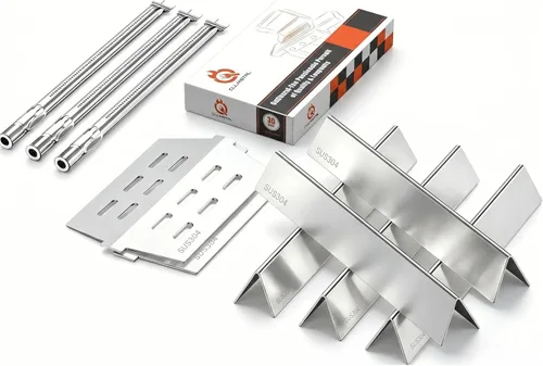 Miniatura 25 de QuliMetal 44.5 cm SUS304 Barras Aromatizadoras y Deflectores de Calor para Parrillas Weber Genesis 300 Series, Compatibles con Genesis E310 E320