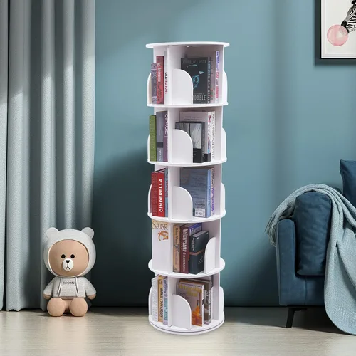 Miniatura 2 de CNCEST Estantería giratoria de 360°, estante organizador de estantería de 5 niveles, estantería de 360 niveles de 5 niveles, estantería de PVC