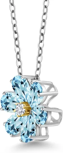 Miniatura 15 de Gem Stone King Collar de plata de ley 925 y oro amarillo de 10 quilates con piedra natal y diamantes cultivados en laboratorio, forma de pera
