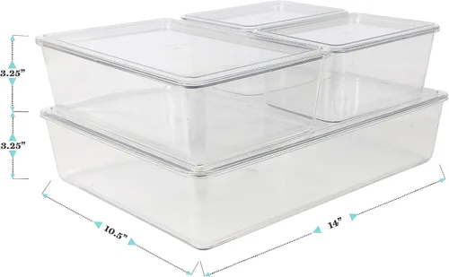 Miniatura 7 de Martha Stewart Brody - Contenedores organizadores de plástico con tapas para oficina en casa, cocina o baño, paquete de 4, 2 pequeños/1 mediano, 1