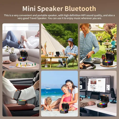 Miniatura 7 de Altavoz Bluetooth para tocadiscos, mini tocadiscos, vinilo retro, pequeño altavoz Bluetooth inalámbrico, calidad de sonido HD, kawaii, adecuado