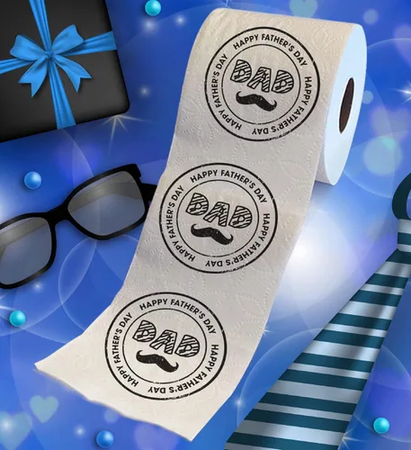 Miniatura 2 de Printed TP Rollo de papel higiénico impreso con diseño de bigote para el día del padre, divertido regalo de broma, regalos lindos para papá, marido