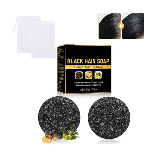 Gray Hair Reverse - Barra de champú unisex, 2 piezas de jabón negro para limpieza profunda, jabón para oscurecer el cabello para hombres y mujeres