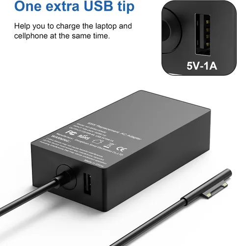Miniatura 3 de Compatible con Microsoft Surface Charger, 65W Surface Pro Charger, compatible con Surface Pro 11,9,8,7,6,5,4,3,X Surface Laptop 7,6,5,4,3,2,1 Black6