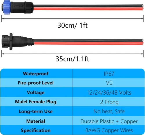 Miniatura 7 de CERRXIAN Conector sckot de motor de arrastre, kit de conexión rápida de enchufe y receptáculo de motor de arrastre, resistente de 2 clavijas de 12