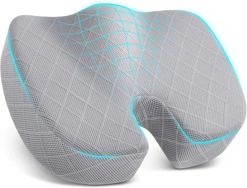 Miniatura 16 de TushGuard - Cojín para asiento de oficina/coche, almohadilla antideslizante para silla para aliviar el dolor de ciática, coxis y espalda, almohada
