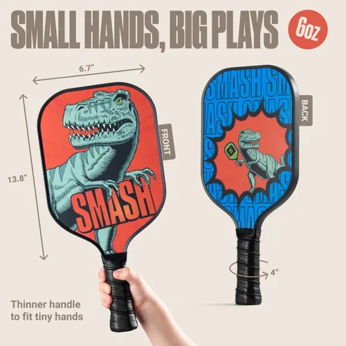 Miniatura 2 de Sportbit Kids Pickleball Paddles Set of 1 or 2 - Child Size Pickleball Paddle for Kids Small and Lightweight - Carbon Fiber Youth Pickleball Paddle