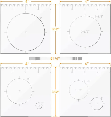 Miniatura 7 de Paquete de 4 plantillas de incrustaciones circulares para enrutador para carpintería, plantillas decorativas para enrutador