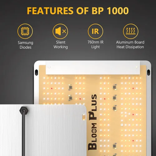 Miniatura 3 de Bloom Plus - Luces BP1000 de crecimiento para plantas, 2 x 2 pies de cobertura, espectro completo, luces de crecimiento con 336 diosos Samsung, alto