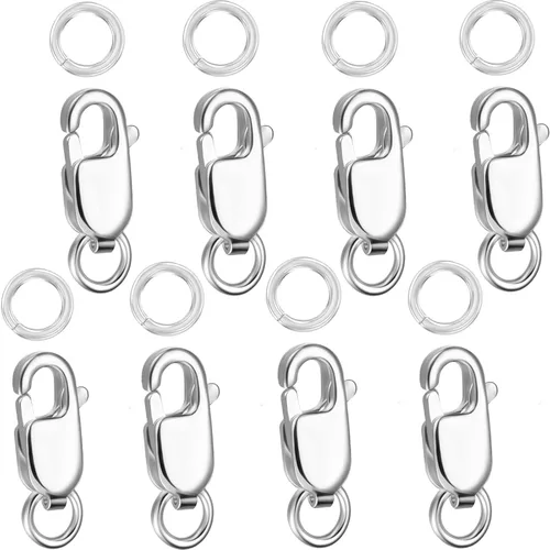 Miniatura 10 de kcctoo Cierre de pinza de langosta de plata con anillos de salto cerrados de oro de 14 quilates para la fabricación de joyas, fabricado en Italia