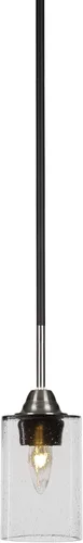 Miniatura 257 de Toltec Lighting Paramount - Mini colgante de 1 luz en acabado negro mate con cristal de arte perla de 7 pulgadas y estilo negro