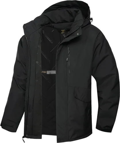 Miniatura 11 de Keevoom Abrigos de invierno para hombre, abrigo de nieve cálido, resistente al viento, impermeable, con capucha, snowboard, esquí, chaquetas