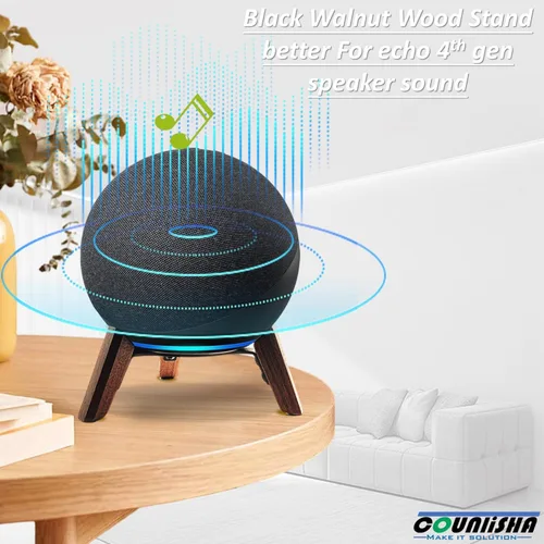Miniatura 7 de Soporte de madera real para Echo Studio (nuevo modelo) 2025, Echo (4ª generación), altavoz casero, soporte de trípode de escritorio protege Alexa