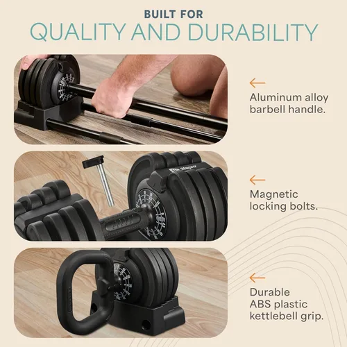 Miniatura 8 de Lifepro Adjustable Dumbbells Set – Quick Adjustment, Anti Slip Handle – Space Saving & Strength Training Weights for Home Gym Exercise & Fitness