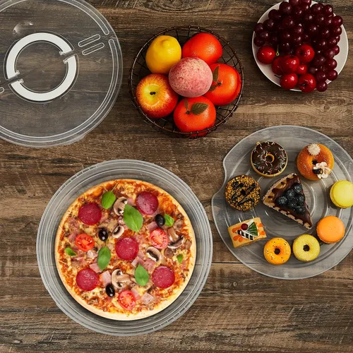 Miniatura 3 de Crowye 3 Piezas Portador de Tarta de 12 Pulgadas con Tapa y Asa, Contenedor de Almacenamiento de Alimentos Redondo de 2 Compartimentos Portador