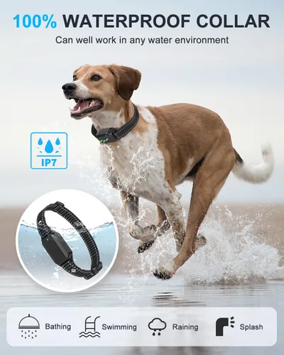Miniatura 5 de Collar de entrenamiento para perros con control remoto para 2 perros, 10-120 libras, 3300 pies, impermeable, sin golpes, collar de perro vibratorio