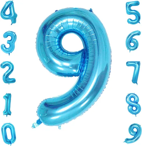 Miniatura 9 de Globos de números azul claro de 40 pulgadas, globos de aluminio de Mylar con helio para cumpleaños, globo número 6 para decoración de fiestas