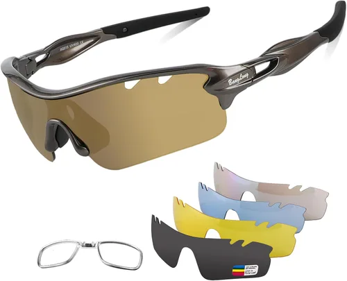 Miniatura 22 de BangLong Polarized Sports Sunglasses Cycling Sun Glasses for Men Women with 5 Interchangeable Lenes for Running Driving