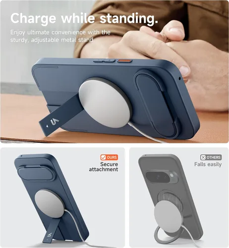 Miniatura 6 de SURITCH Funda para teléfono Google Pixel 9 Pro XL, compatible con MagSafe, funda protectora con cubierta de cámara y soporte de metal ajustable