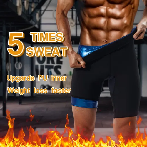 Miniatura 2 de Pantalones de sauna para hombre, leggings térmicos capris adelgazantes, traje de captura de calor, entrepierna de malla humanizada, cintura alta