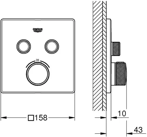 Miniatura 2 de GROHE 29124000 Termostato Grohtherm SmartControl Oculto Cuadrado 2 Válvulas Cromo