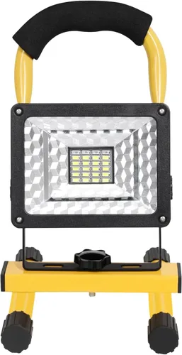 Luz de trabajo LED de 15 W con soporte, luces de inundación portátiles recargables de 4000 lm, interruptor de brillo ajustable, IP65 impermeable