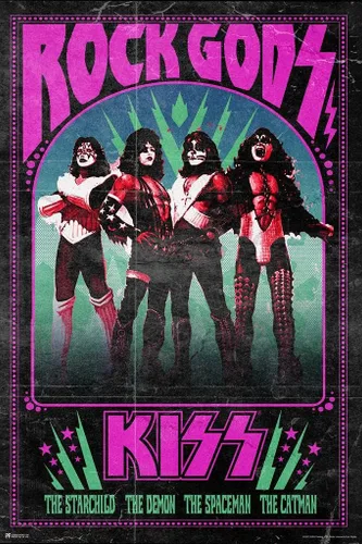 Póster de beso laminado Rock Gods Vintage Band Merchandise Heavy Metal Music Merch Poster Dry Erase Wall Art 16x24
