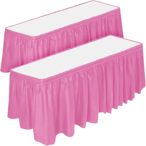 Miniatura 12 de DecorRack Paquete de 2 faldones de mesa, 29 pulgadas x 14 pies cada uno, sin BPA, desechables, reutilizables, falda rectangular para mantel