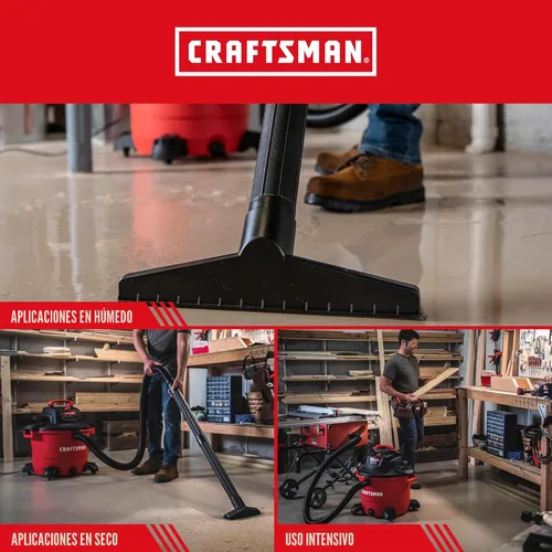 Miniatura 4 de CRAFTSMAN CMXEVBE17595 - Aspiradora húmeda y seca de 16 galones, 6.5 CV pico, aspiradora de taller resistente con filtro, bolsa para polvo, manguera