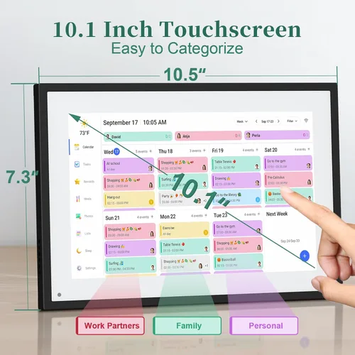 Miniatura 7 de Calendario digital inteligente, pantalla táctil inteligente HD de 10.1" (25.7 cm), calendario electrónico interactivo para el hogar, planificador
