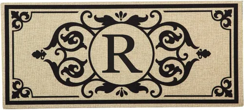 Miniatura 18 de Evergreen Flag Cambridge Monogram Letra A Burlap Sassafras Switch Mat 22" x 10