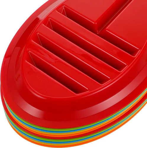 Miniatura 3 de 10 platos de plástico para tacos para fiestas, platos de tacos de plástico con divisores, soporte grande para tacos con 2 áreas de inmersión