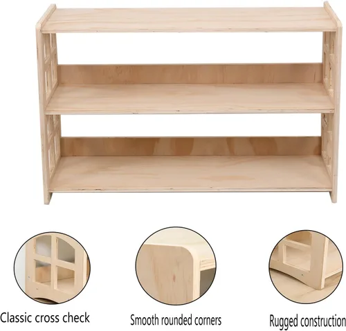 Miniatura 4 de Montessori Estantería de juguetes para niños, organizador de almacenamiento para juguetes, estantes de libros para habitación de niños, resistente
