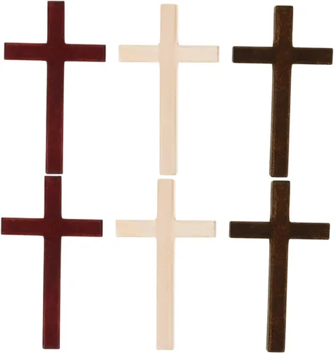 Adornos de cruz de madera, paquete de 6 decoraciones de cruz de madera de 4.72 x 2.75 pulgadas para decoración del hogar, centro de mesa, decoración