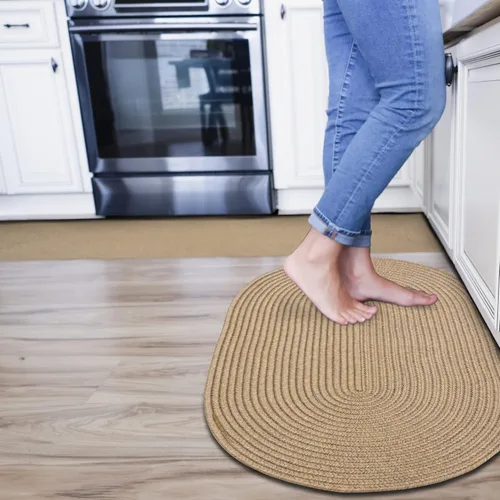 Miniatura 24 de Alfombra ovalada trenzada gris humo de 20 x 30 pulgadas, lavable para interiores y exteriores, decoración campestre para cocinas y entradas
