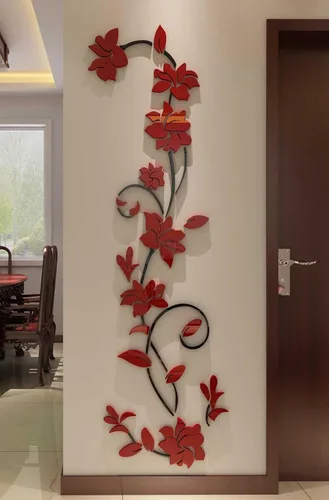 Miniatura 9 de Murales de pared de flores de ratán 3D para sala de estar, dormitorio, sofá, telón de fondo de televisión, calcomanías originales, regalo
