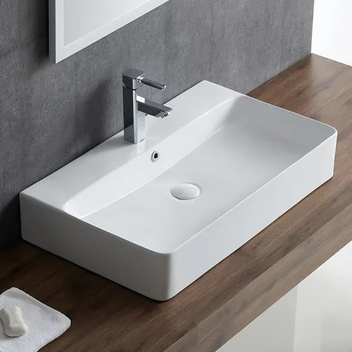 Miniatura 13 de Eridanus Lavabo de Baño 30" x 16" Lavabo Rectangular de Sobreponer, Montaje en Pared Sobre Mostrador Lavabo de Tocador, Lavabo de Cerámica Blanca