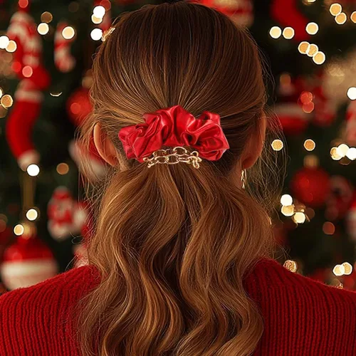 Miniatura 7 de CAKURE Bandas elásticas para el cabello, bandas elásticas para coleta de caballo de color rojo dorado, accesorios para el cabello para mujeres