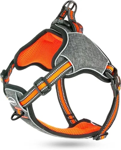 Miniatura 10 de ThinkPet Arnés sin tirones, a prueba de escape, chaleco reflectante para perro, ajustable, transpirable, arnés halter con clip trasero/frontal