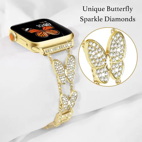 Miniatura 2 de Banda Mariposa Compatible con Correas de Apple Watch de 40mm 41mm 42mm (S11/10) 38mm iWatch SE Series 11 10 9 8 7 6 5 4 3, Correas delgadas
